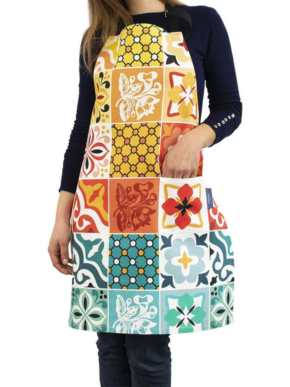 Portuguese Tiles POP Pattern Multicolored Kitchen Apron