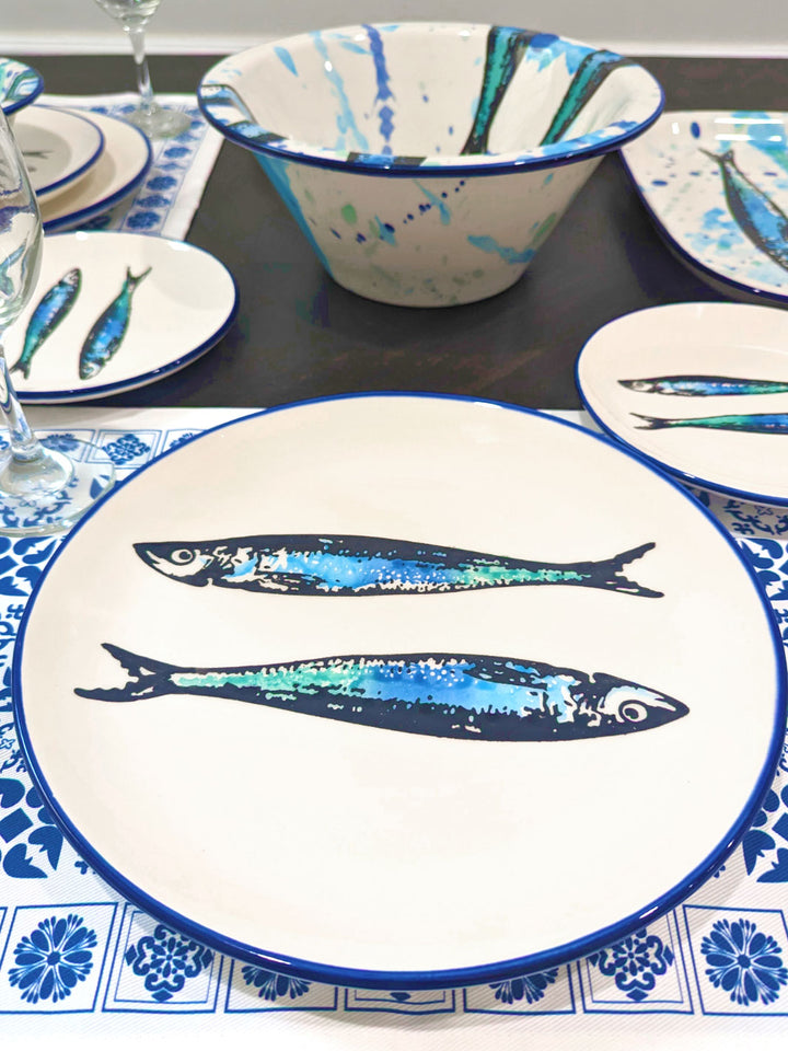 Portuguese Pottery Ceramic Dinner Plate - Sardines