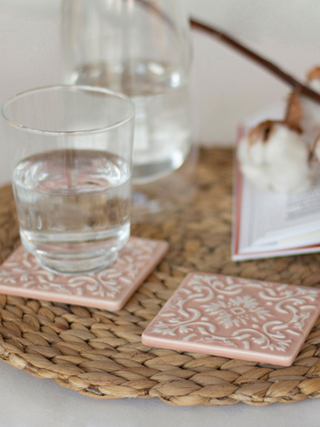 Hand-Painted Ceramic Coasters Azulejo – Set of 2