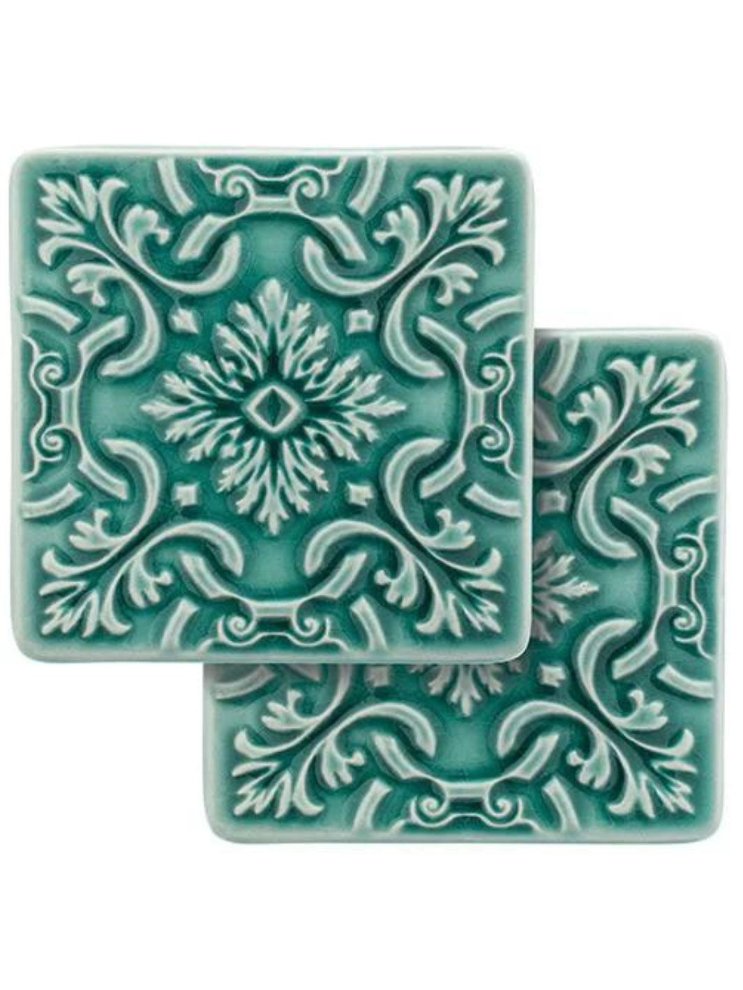 Hand-Painted Ceramic Coasters Azulejo – Set of 2