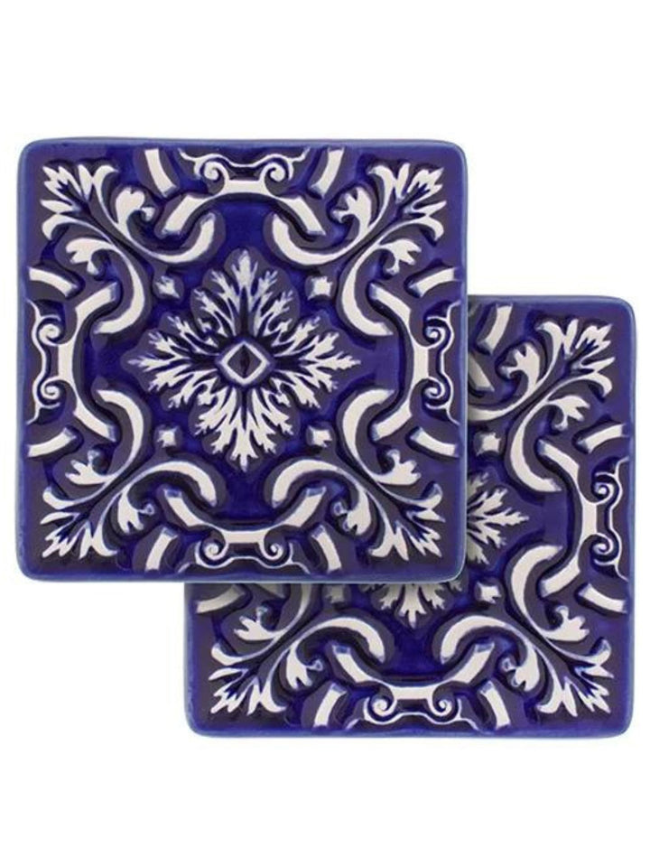 Hand-Painted Ceramic Coasters Azulejo – Set of 2