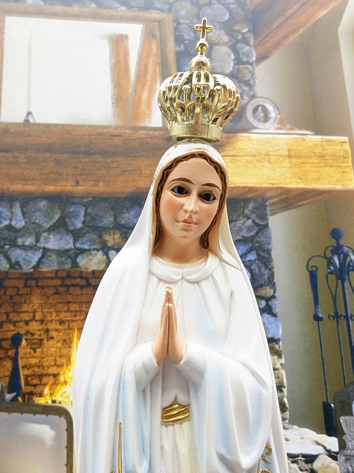 12 Inch Glass Eyes Our Lady of Fatima Statue Made in Portugal