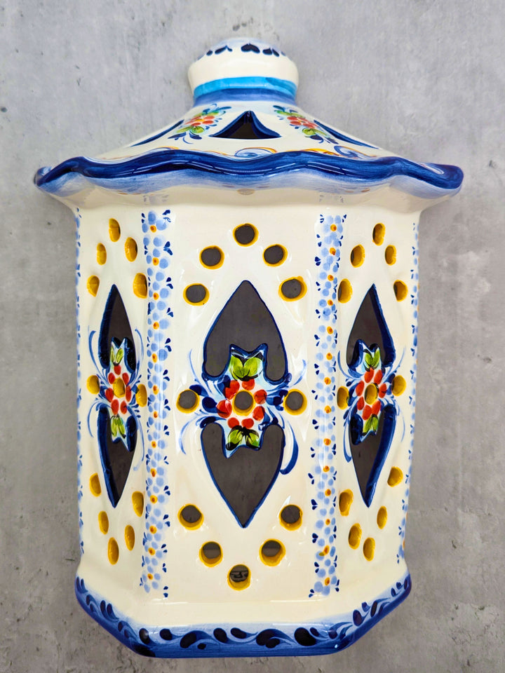 Portuguese Pottery Hand Painted Alcobaça Ceramic Wall Lantern