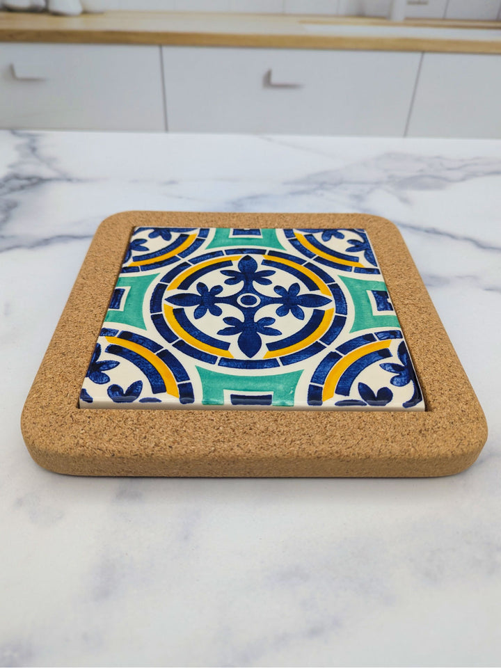 Portuguese Tiles Trivet with Cork Base