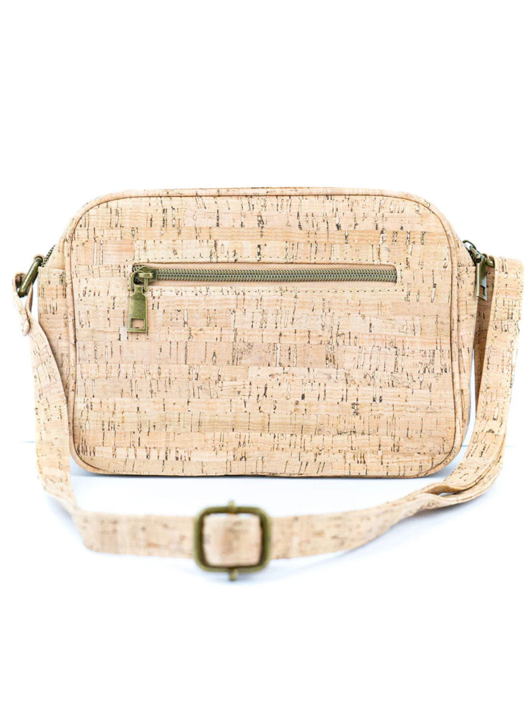 Cork crossbody bag on a white background
