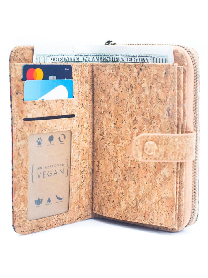 Elegant Portuguese Tiles Cork Wallet Set for Women's - Stylish Gift Box Duo