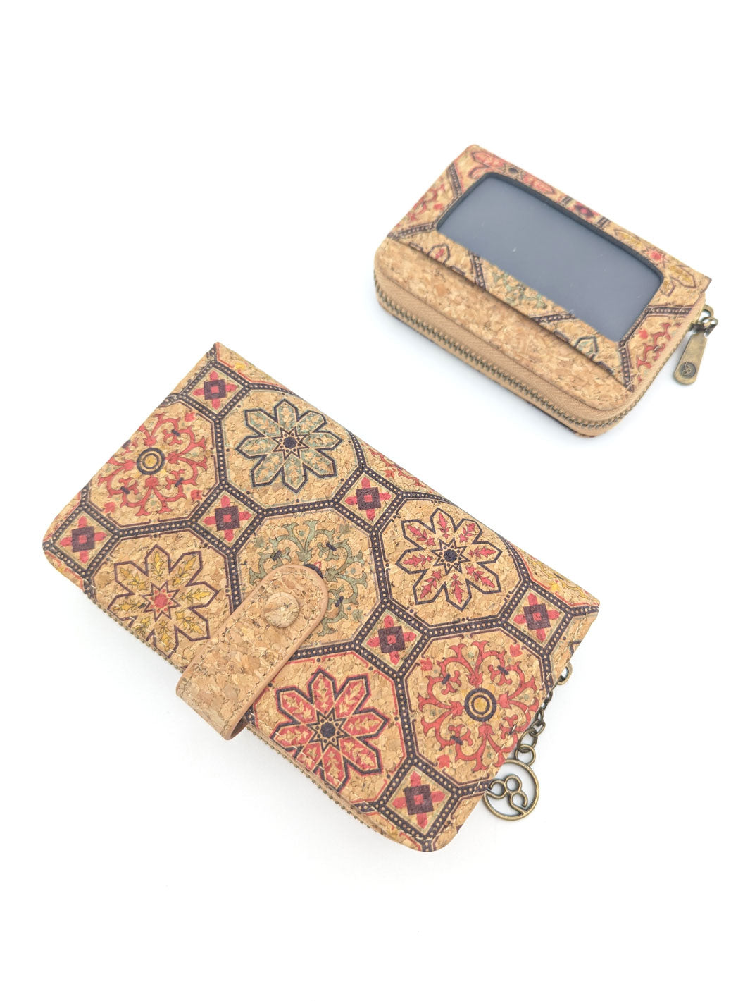 Elegant Portuguese Tiles Cork Wallet Set for Women's - Stylish Gift Box Duo
