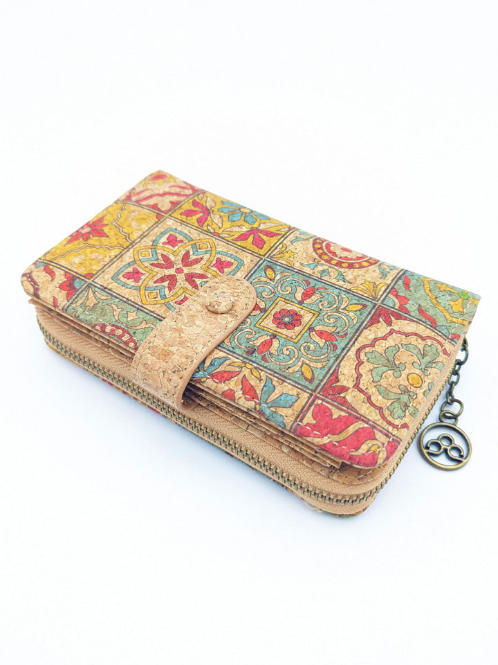 Elegant Portuguese Tiles Cork Wallet Set for Women's - Stylish Gift Box Duo