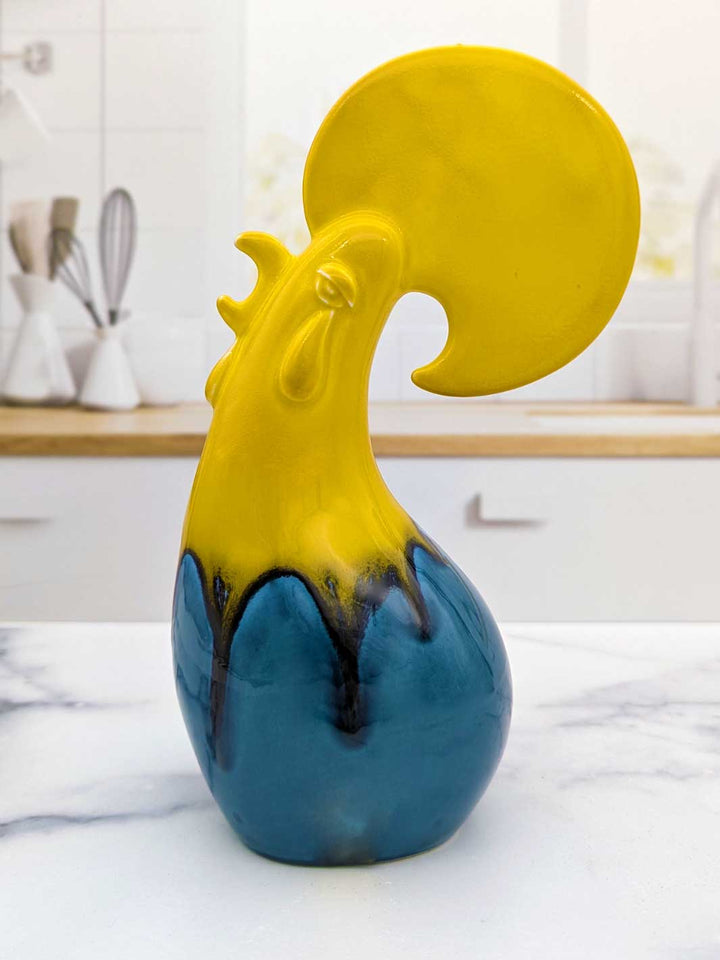 Hand-Painted Modern Portuguese Ceramic Rooster