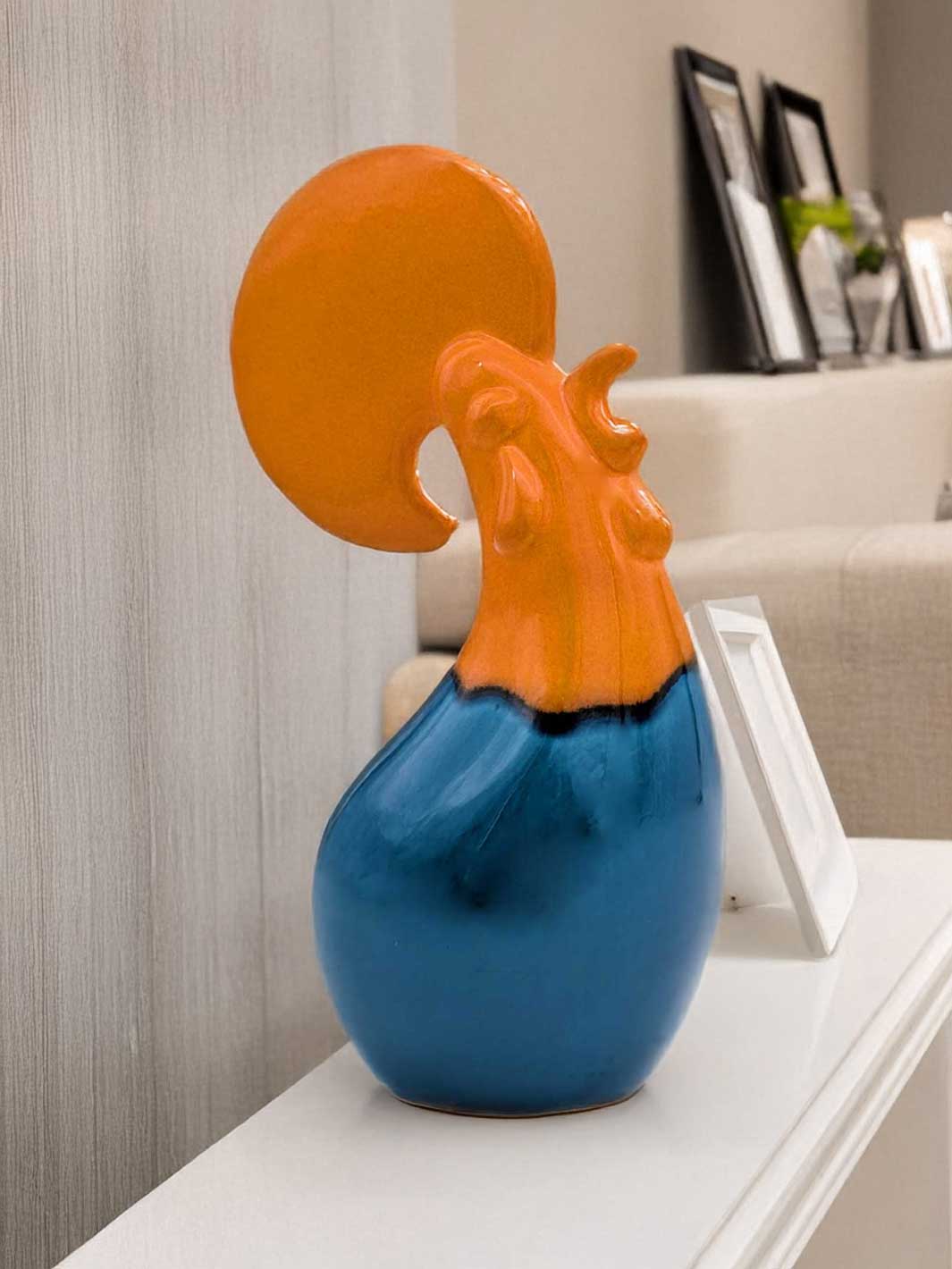 Hand-Painted Modern Portuguese Ceramic Rooster
