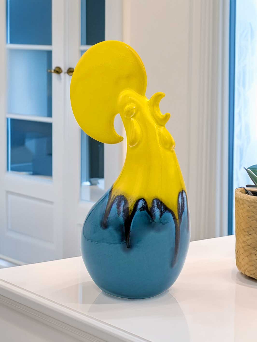 Hand-Painted Modern Portuguese Ceramic Rooster