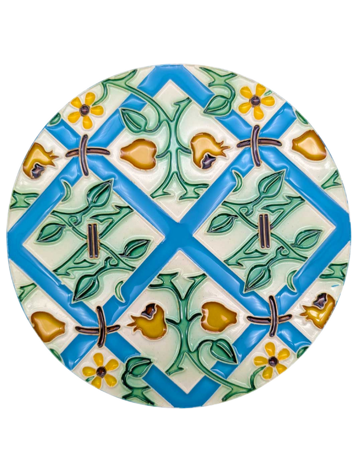 Hand-Painted Portuguese Ceramic Tile Round Trivet – Azulejos Design