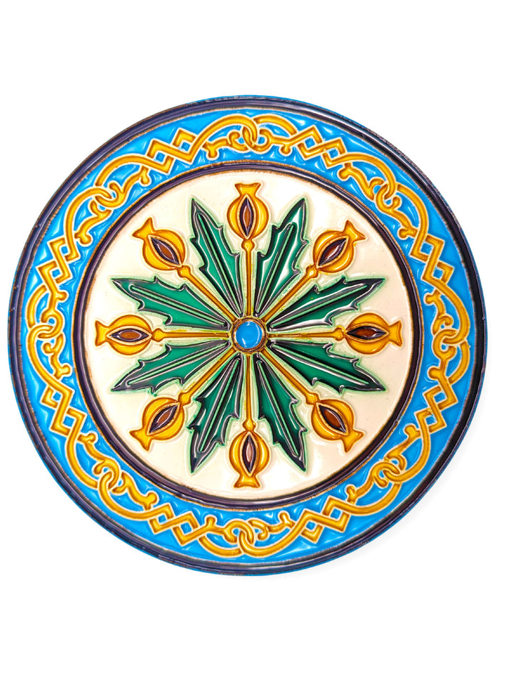 Hand-Painted Portuguese Ceramic Tile Round Trivet – Azulejos Design