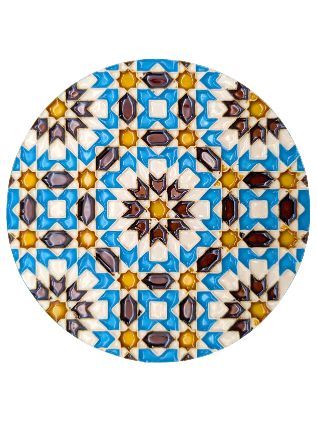 Hand-Painted Portuguese Ceramic Tile Round Trivet – Azulejos Design