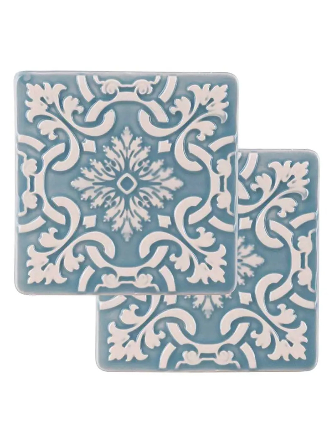 Hand-Painted Ceramic Coasters Azulejo – Set of 2
