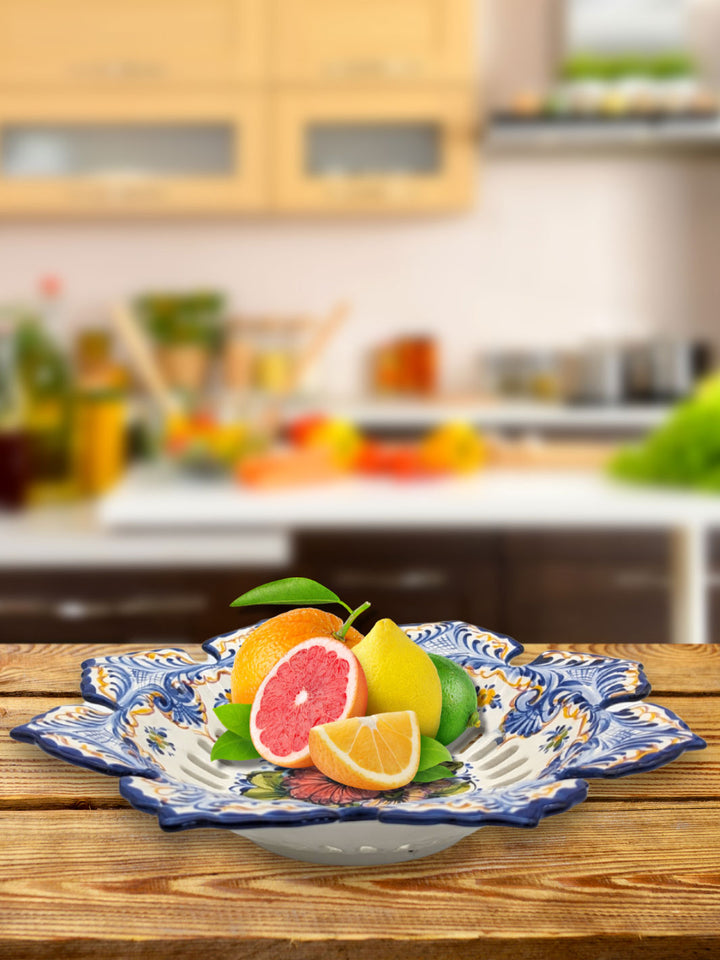 Hand Painted Alcobaça Ceramic Decorative Fruit Bowl