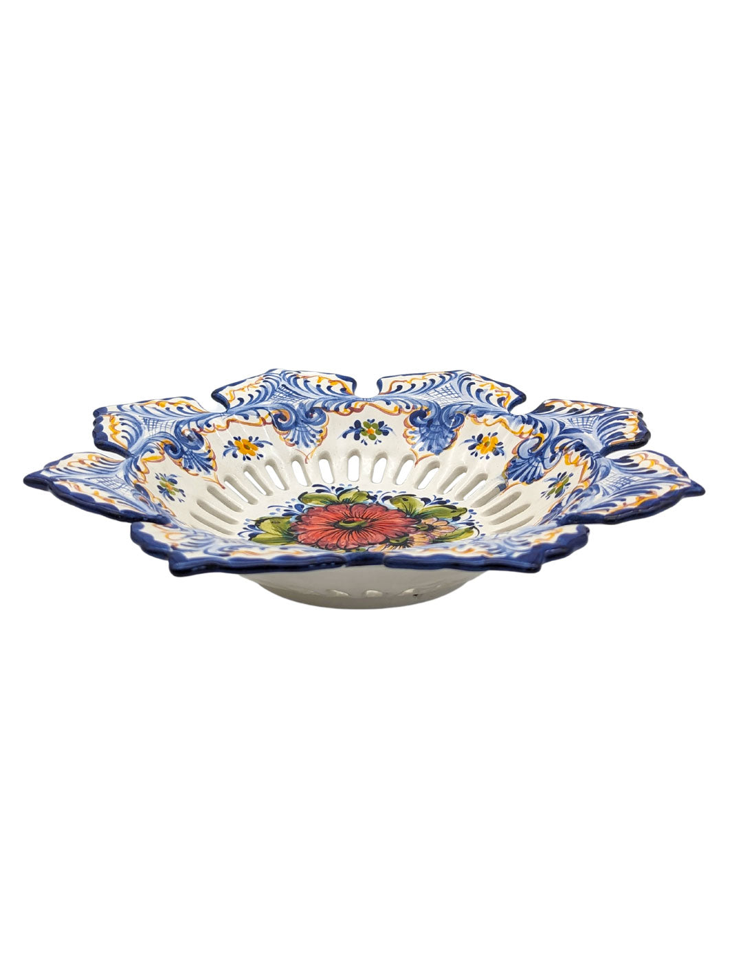 Hand Painted Alcobaça Ceramic Decorative Fruit Bowl