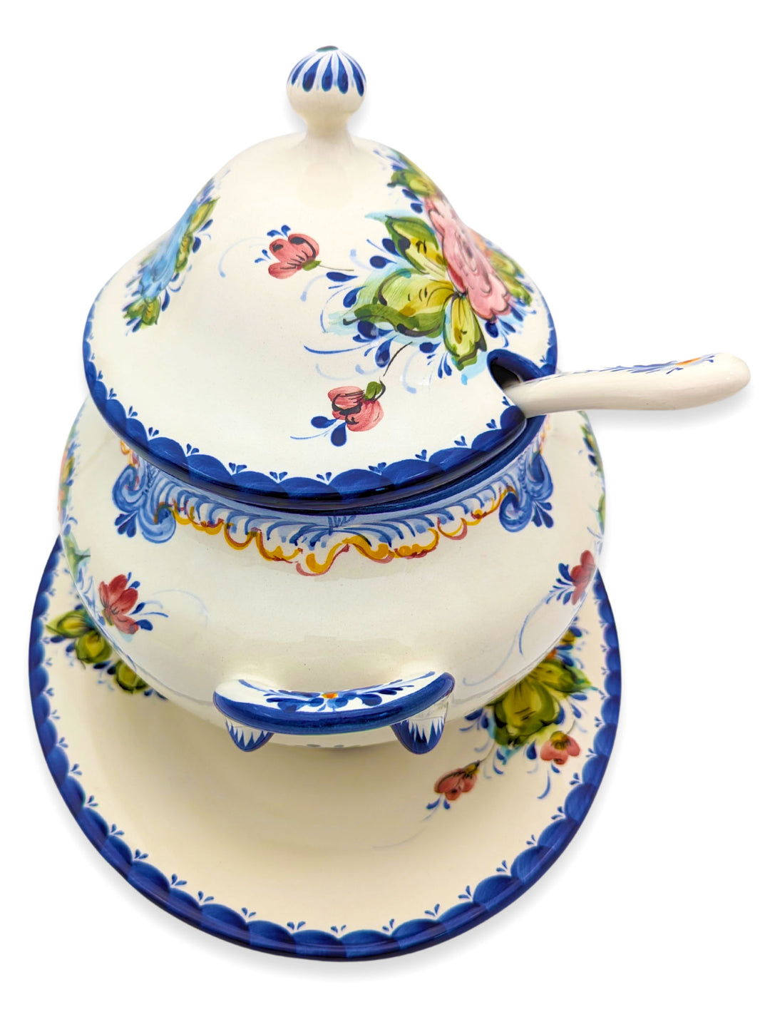 Hand Painted Alcobaça Ceramic Decorative Tureen Floral Design