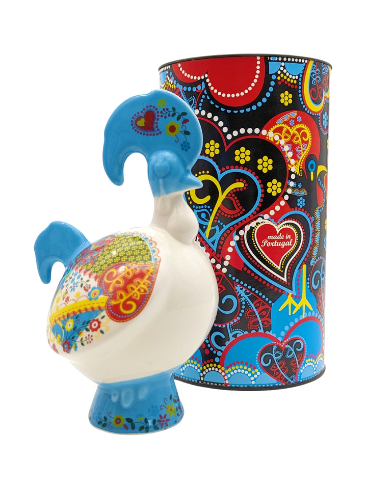 Hand Painted Portuguese Ceramic Rooster Piggy Bank