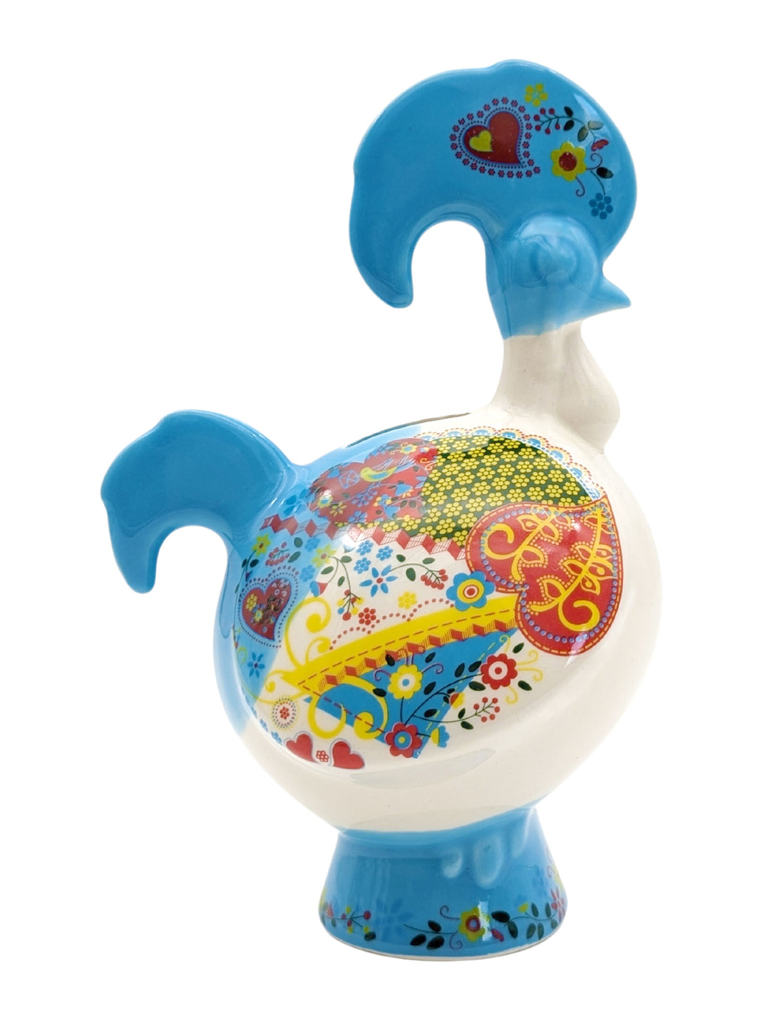 Hand Painted Portuguese Ceramic Rooster Piggy Bank