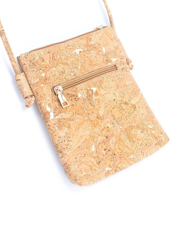 Handmade Natural Cork with Golden Accents - Women's Cork Crossbody Bag