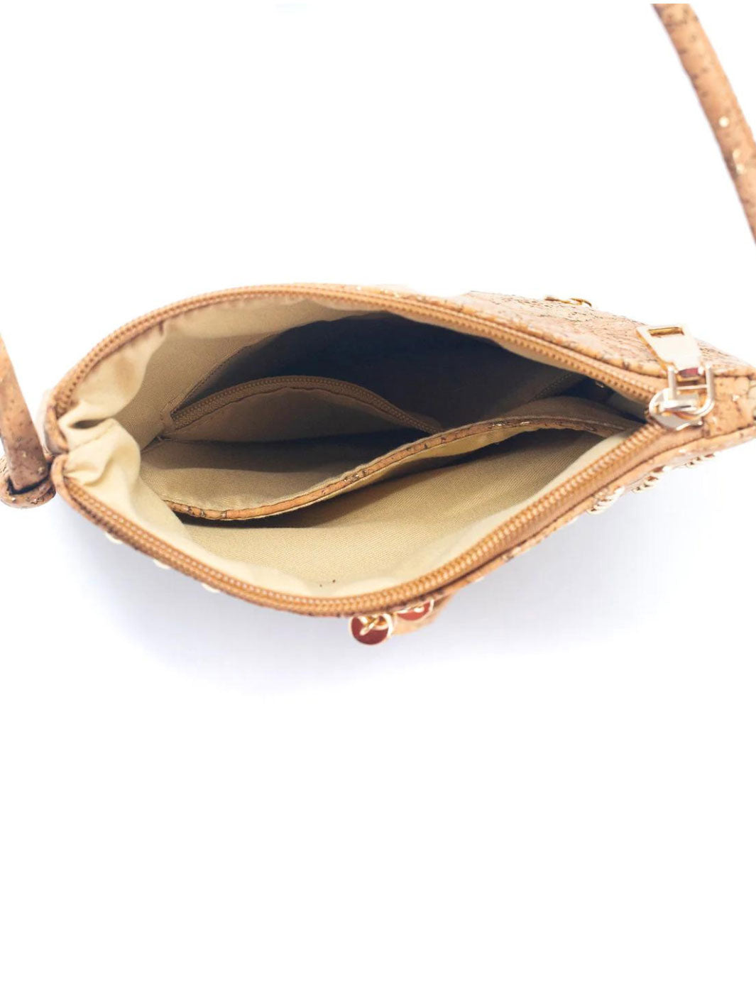 Handmade Natural Cork with Golden Accents - Women's Cork Crossbody Bag