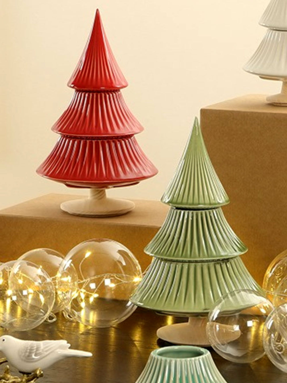 Handmade Portuguese Ceramic Christmas Tree Box Set