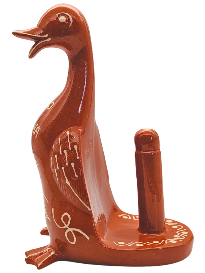 Handmade and Hand-Painted Portuguese Pottery Paper Towel Duck