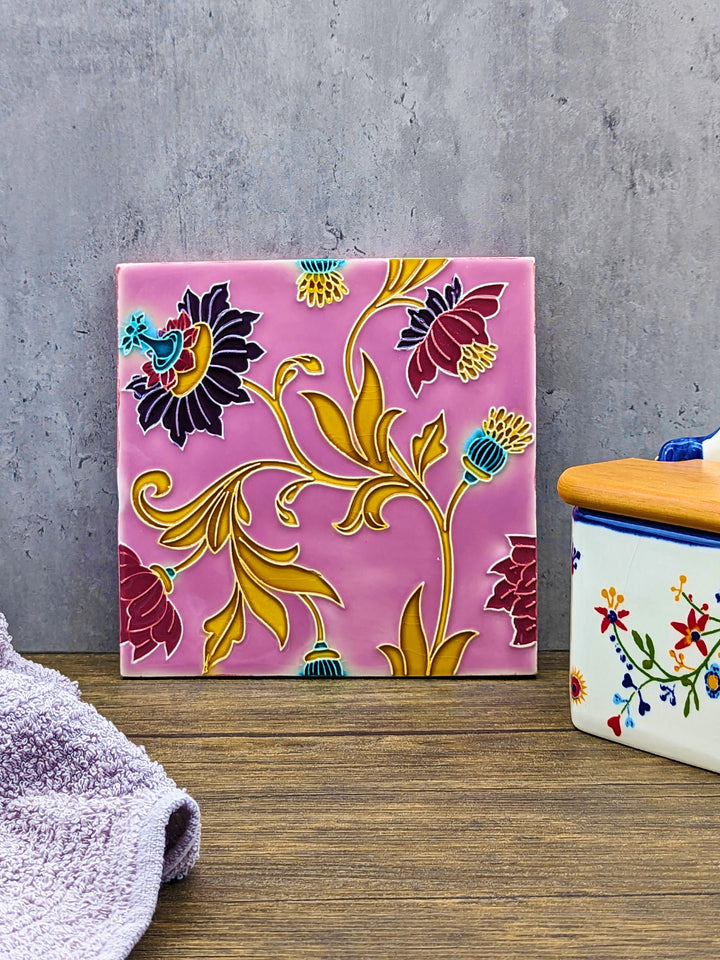 Hand painted Portuguese Ceramic Tile Square Trivet