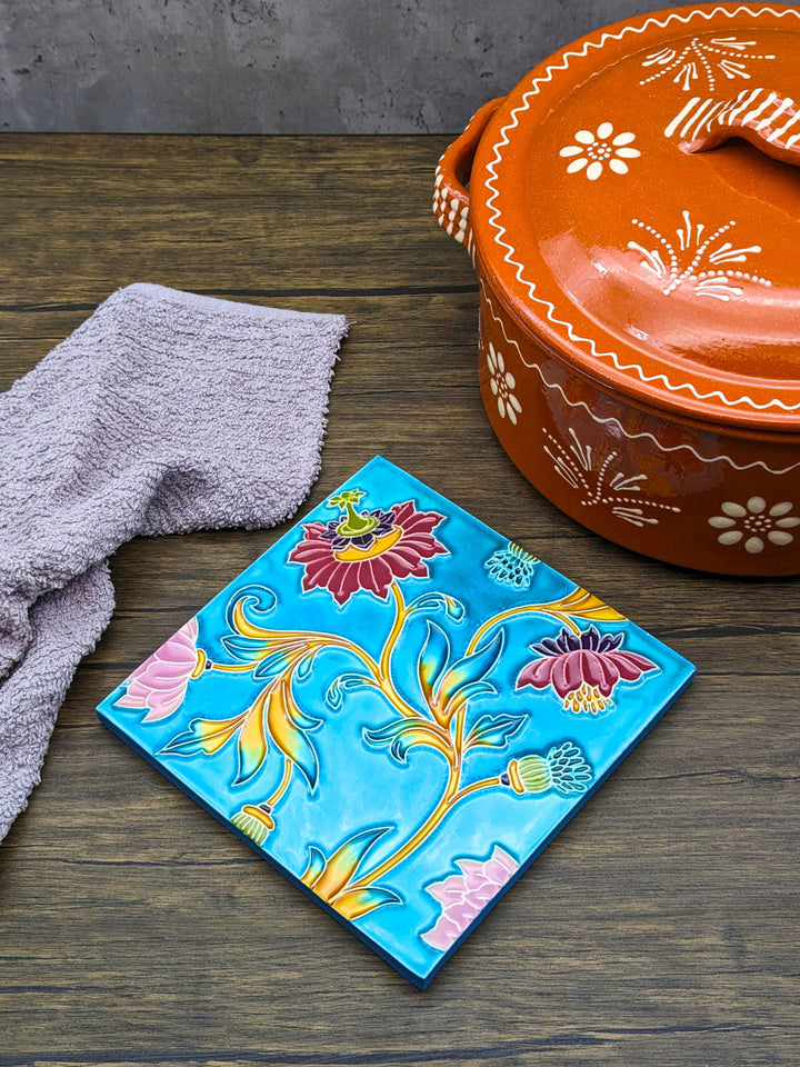 Hand painted Portuguese Ceramic Tile Square Trivet