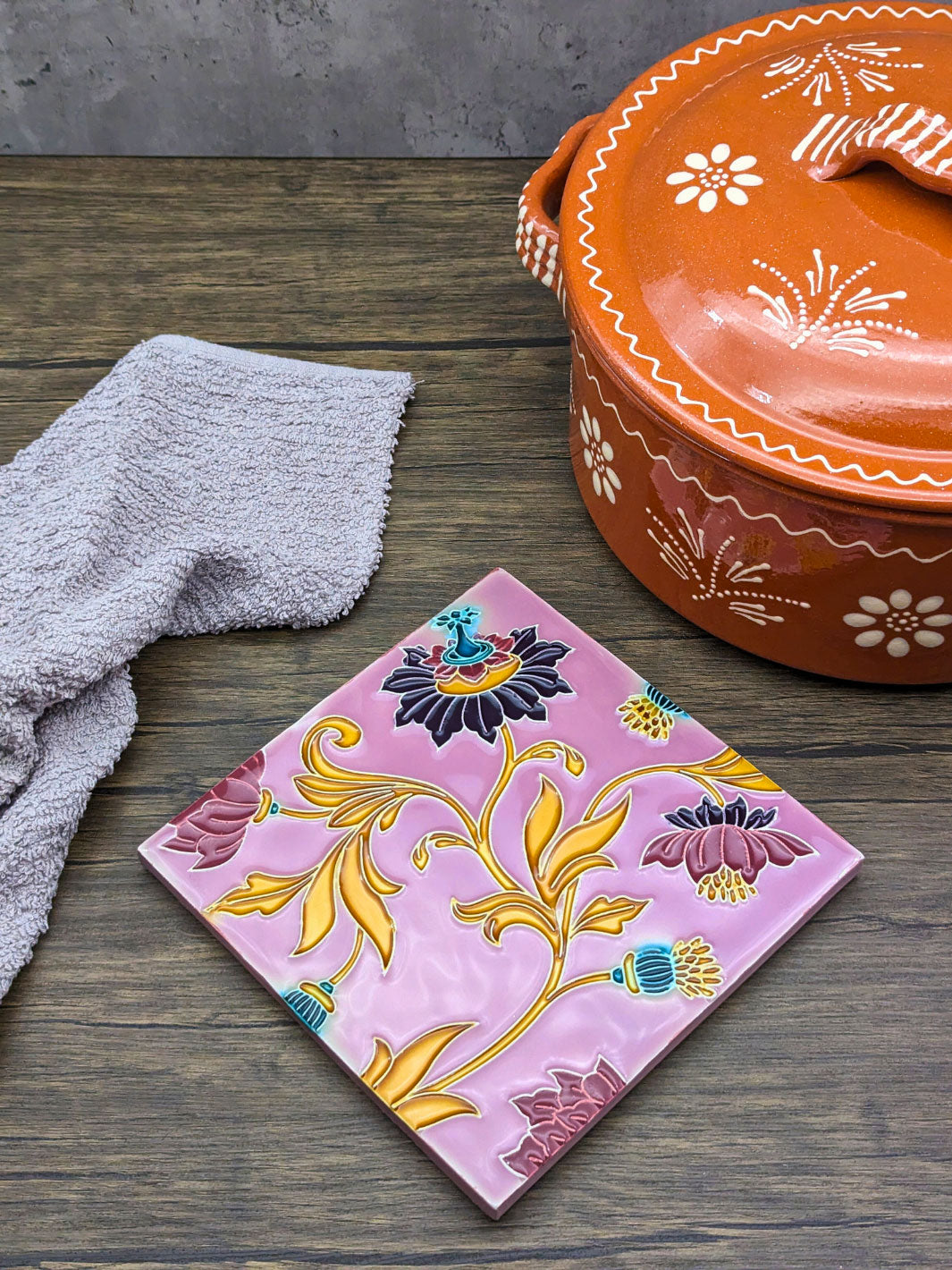 Hand painted Portuguese Ceramic Tile Square Trivet