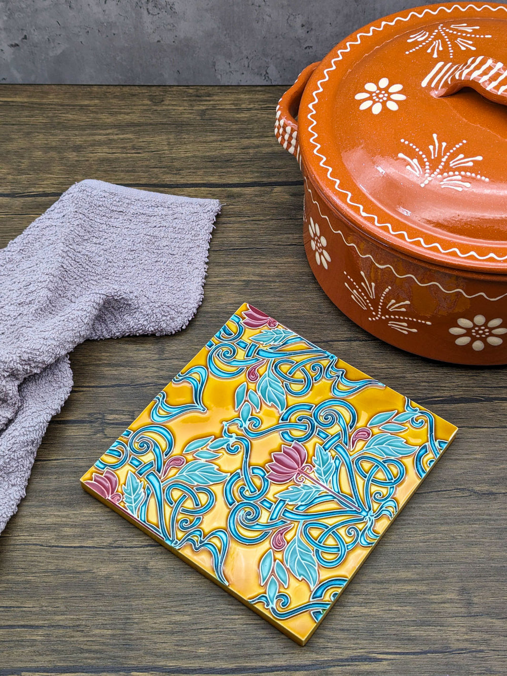 Hand painted Portuguese Ceramic Tile Square Trivet