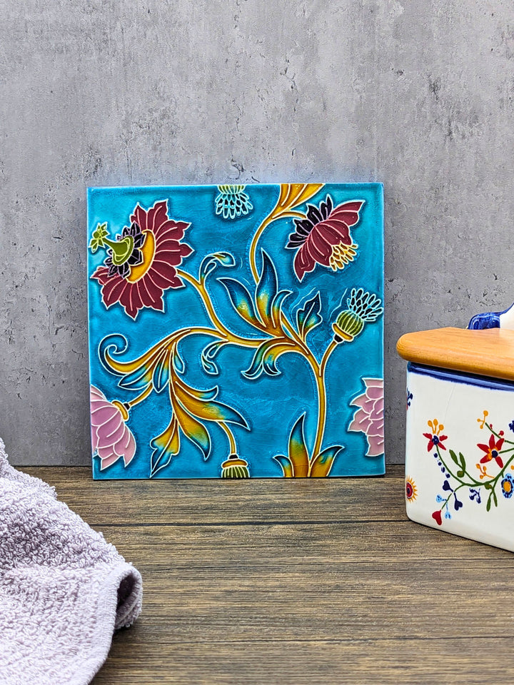 Hand painted Portuguese Ceramic Tile Square Trivet
