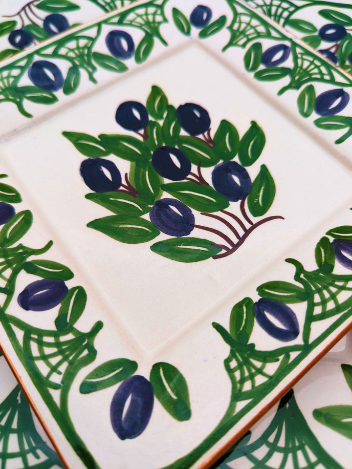 Olives Collection - Handcrafted Portuguese Pottery Clay Square Platters - Set of 2