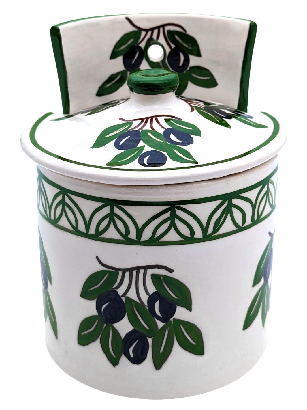 Olives Collection - Handcrafted Portuguese Pottery Salt Cellar with Lid