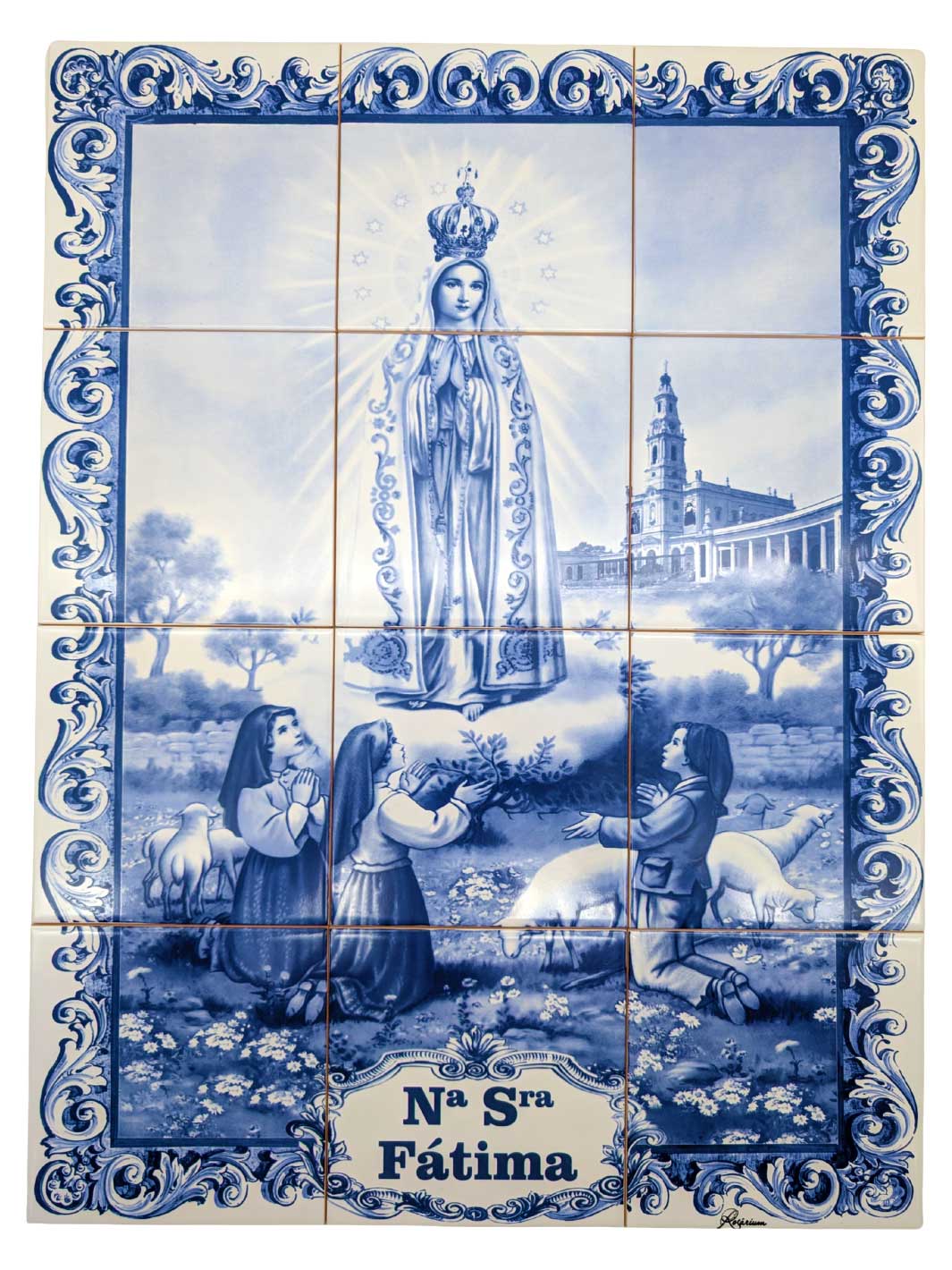 Our Lady of Fatima Ceramic Tile Wall Panel – 12 Portuguese Tiles Mural