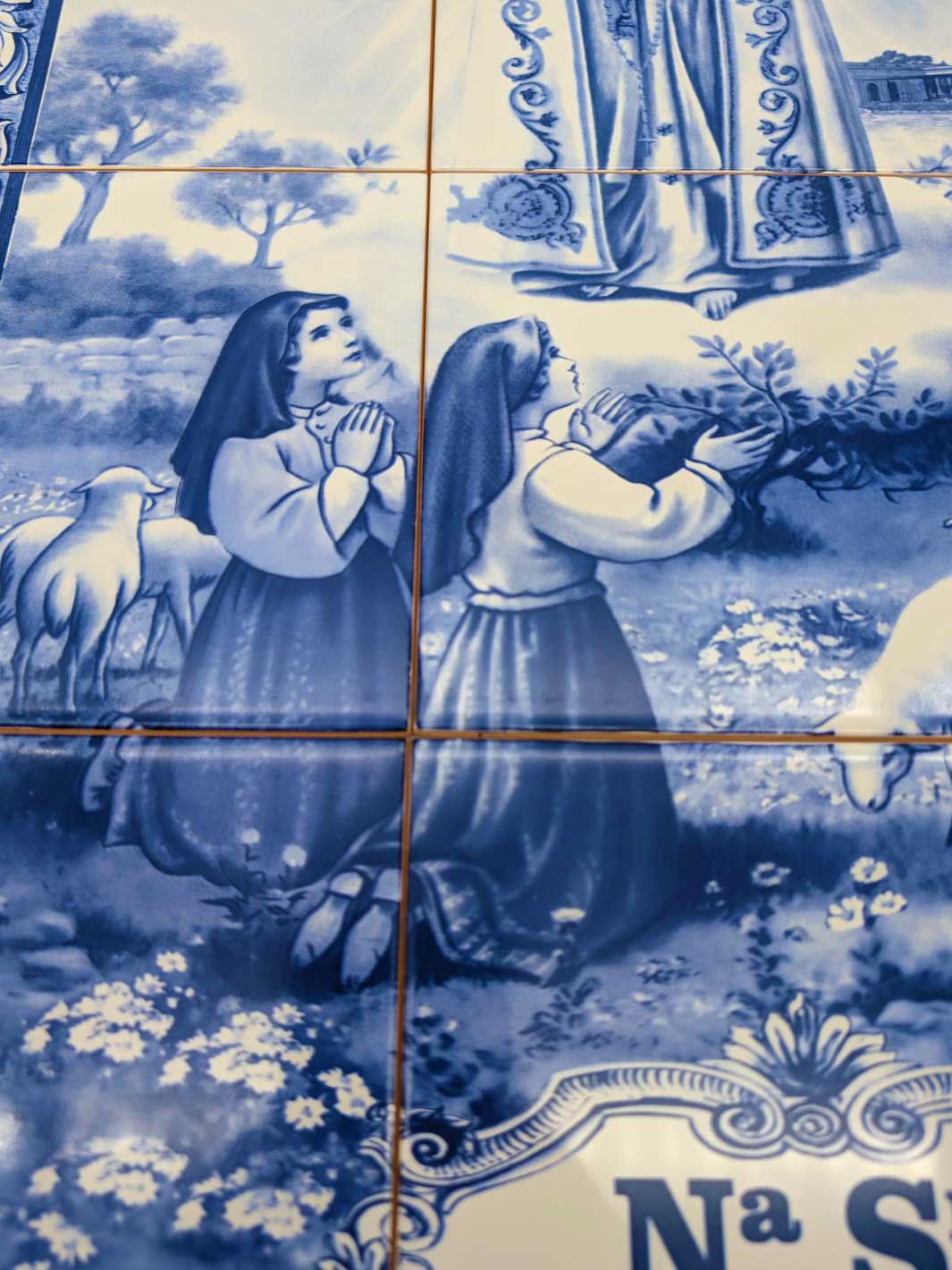 Our Lady of Fatima Ceramic Tile Wall Panel – 12 Portuguese Tiles Mural