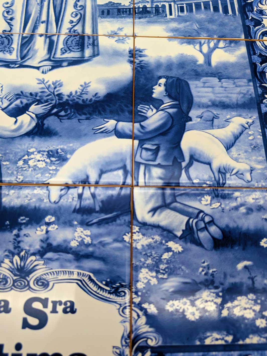 Our Lady of Fatima Ceramic Tile Wall Panel – 12 Portuguese Tiles Mural
