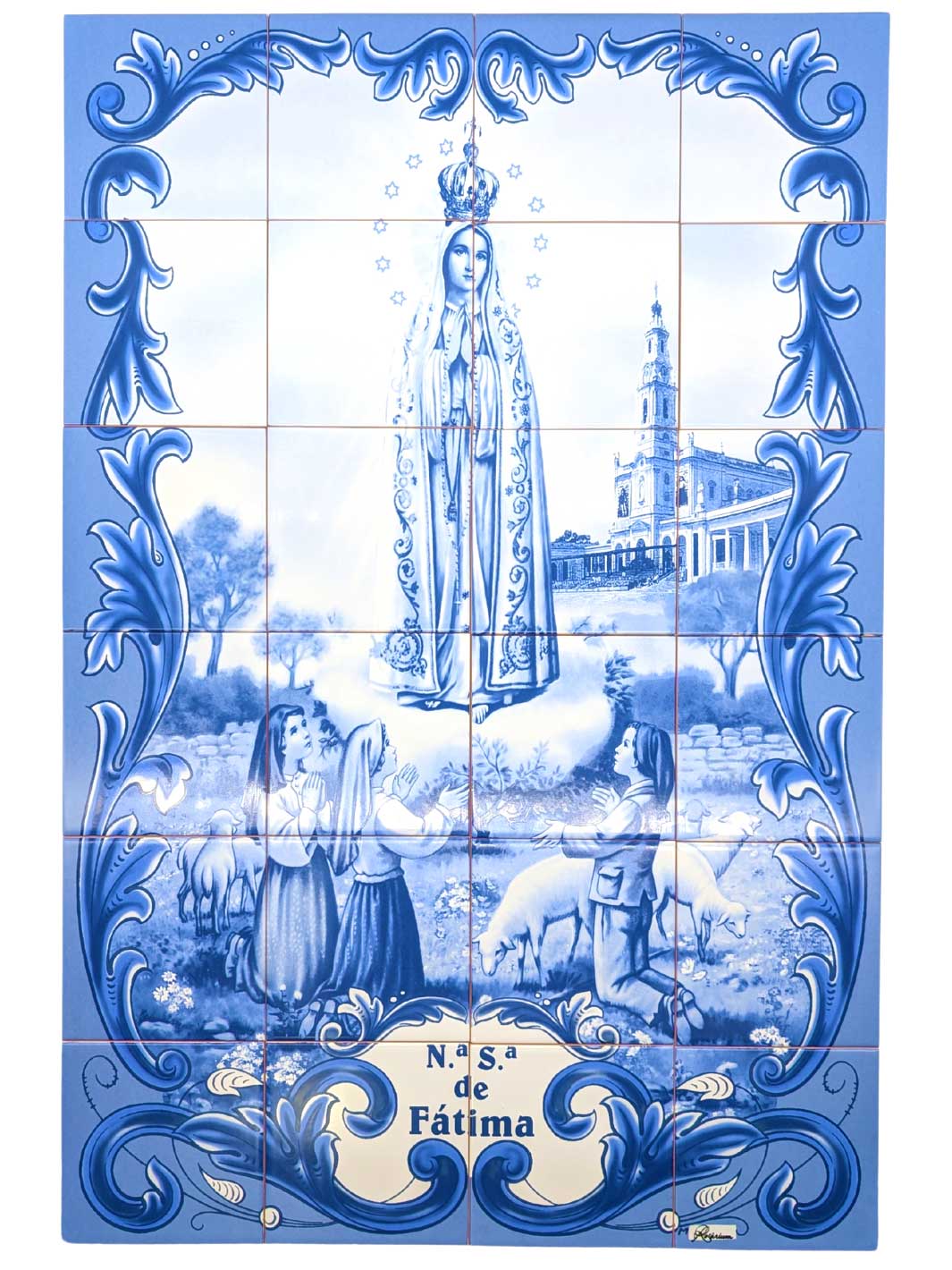 Our Lady of Fatima Ceramic Tile Wall Panel – 24 Portuguese Tiles Mural