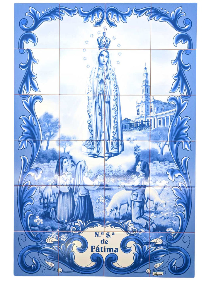 Our Lady of Fatima Ceramic Tile Wall Panel – 24 Portuguese Tiles Mural