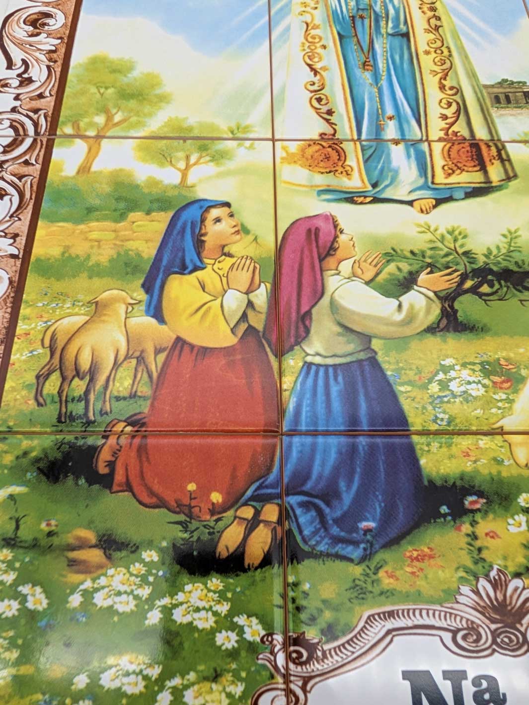 Our Lady of Fatima Ceramic Tile Wall Panel – 12 Portuguese Tiles Mural
