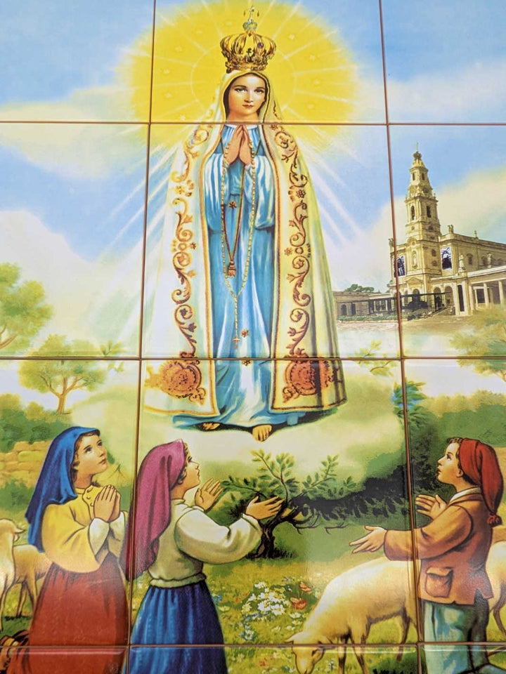 Our Lady of Fatima Ceramic Tile Wall Panel – 12 Portuguese Tiles Mural