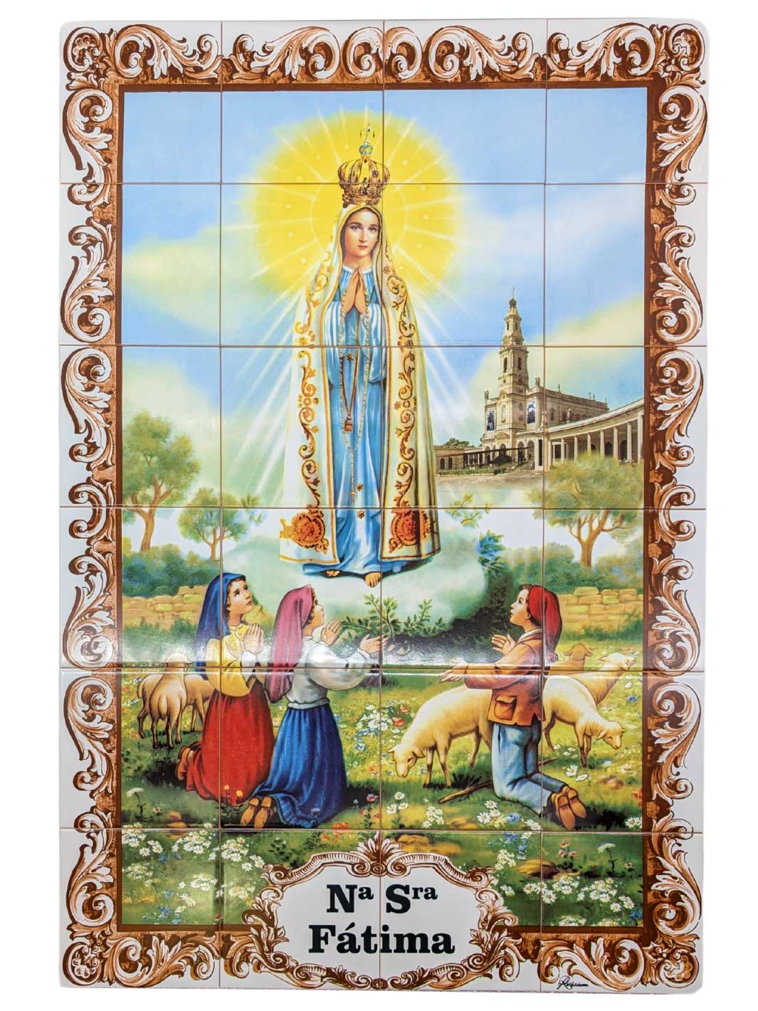 Our Lady of Fatima Ceramic Tile Wall Panel – 24 Portuguese Tiles Mural
