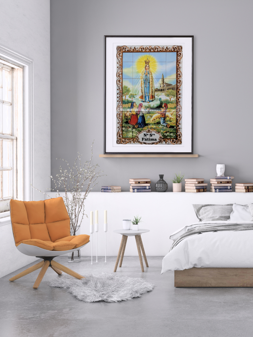 Our Lady of Fatima Ceramic Tile Wall Panel – 24 Portuguese Tiles Mural