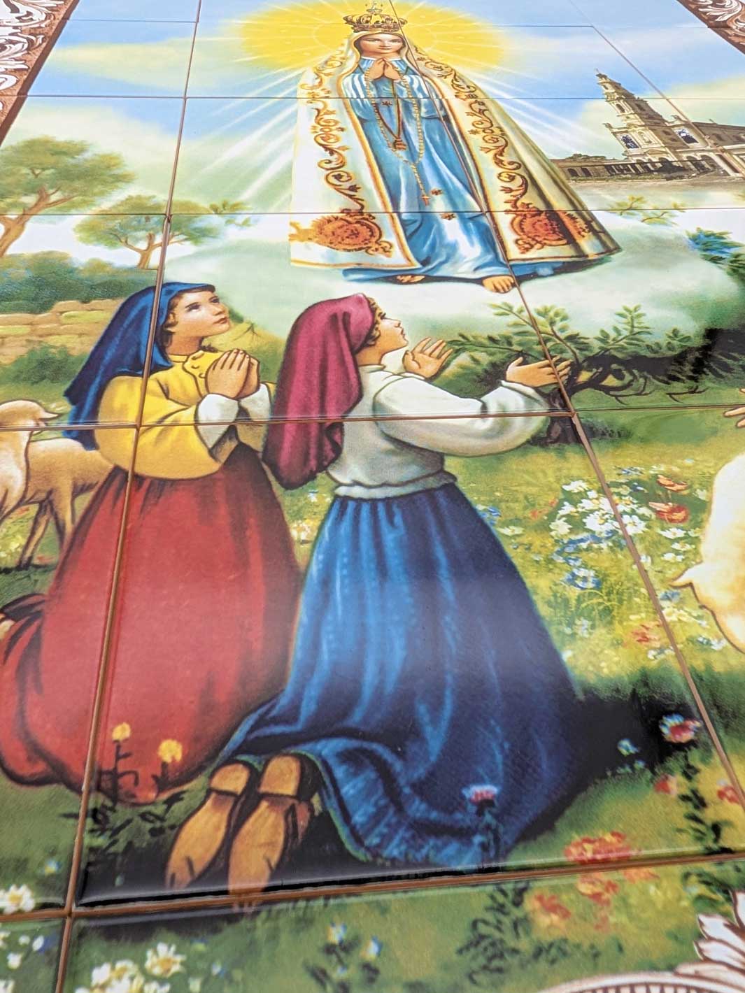 Our Lady of Fatima Ceramic Tile Wall Panel – 24 Portuguese Tiles Mural