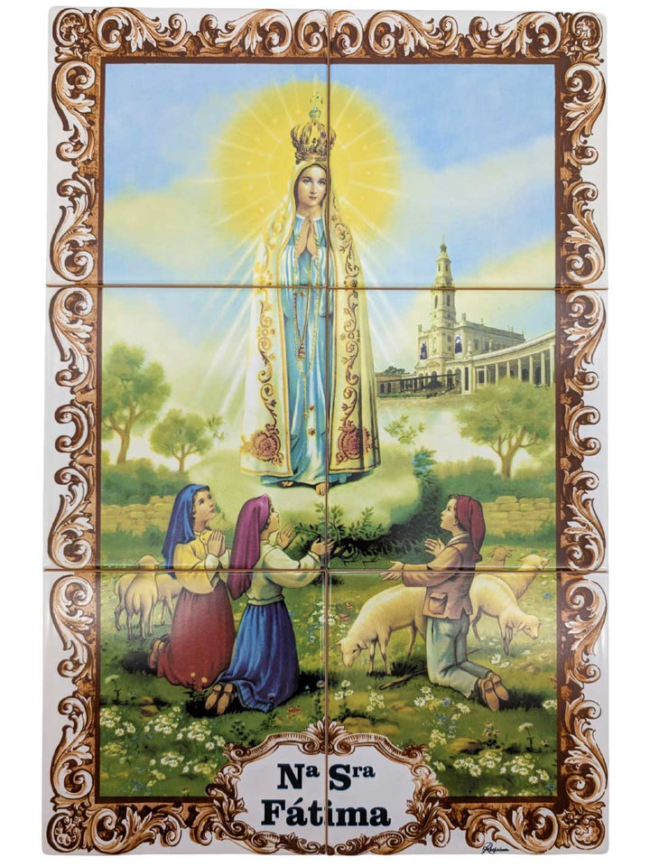 Our Lady of Fatima Ceramic Tile Wall Panel – 6 Portuguese Tiles Mural
