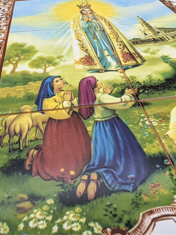Our Lady of Fatima Ceramic Tile Wall Panel – 6 Portuguese Tiles Mural