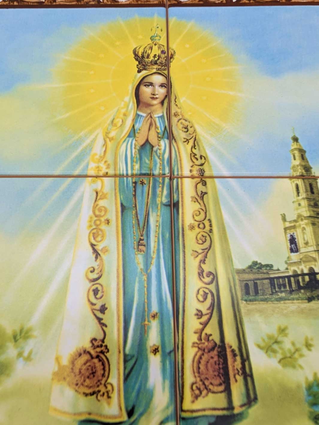 Our Lady of Fatima Ceramic Tile Wall Panel – 6 Portuguese Tiles Mural