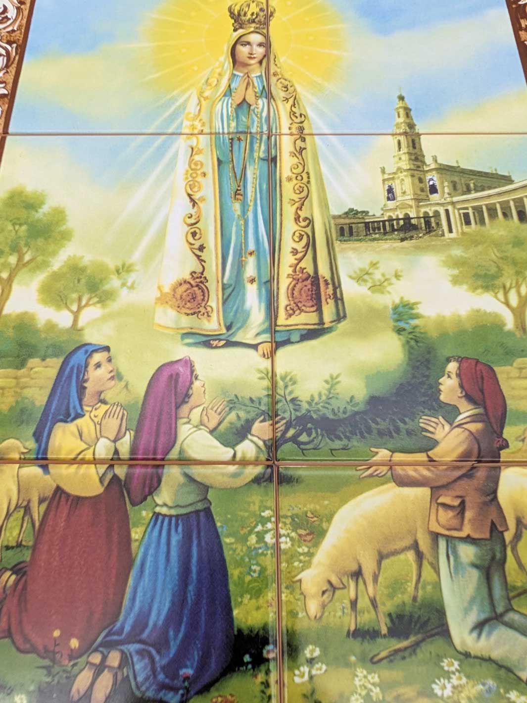 Our Lady of Fatima Ceramic Tile Wall Panel – 6 Portuguese Tiles Mural