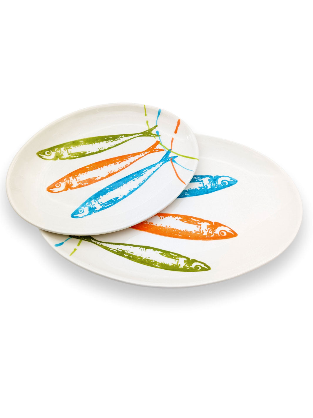 POP Sardines Portuguese Pottery Ceramic Oval Platter - Set of 2